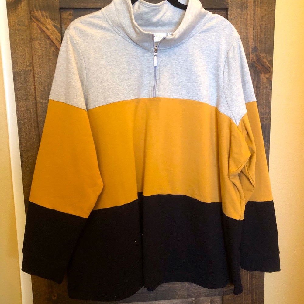 Tri Color fleece rugby tunic by Denim & Co